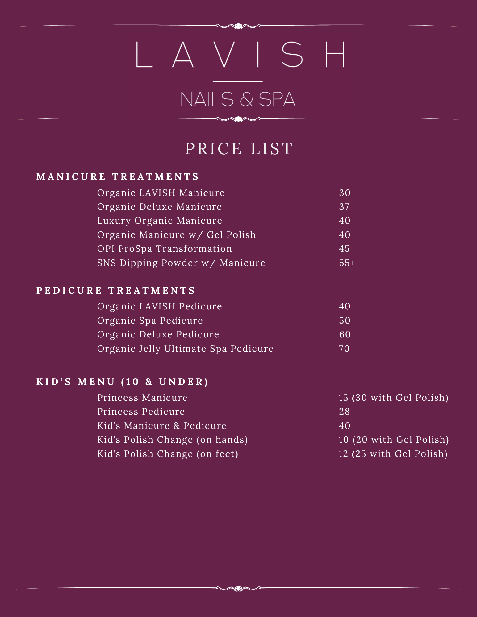 Price List